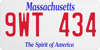 MA license plate 9WT434