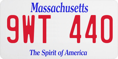 MA license plate 9WT440
