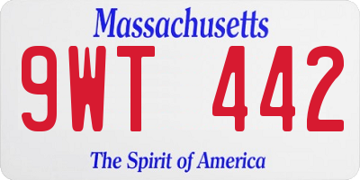 MA license plate 9WT442