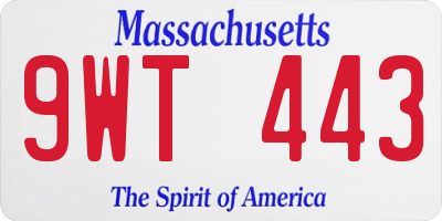 MA license plate 9WT443