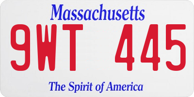 MA license plate 9WT445