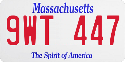 MA license plate 9WT447
