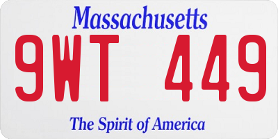 MA license plate 9WT449