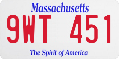 MA license plate 9WT451