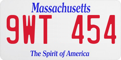 MA license plate 9WT454