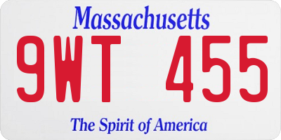 MA license plate 9WT455