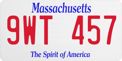 MA license plate 9WT457