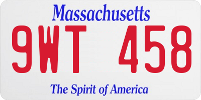MA license plate 9WT458