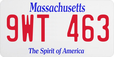 MA license plate 9WT463