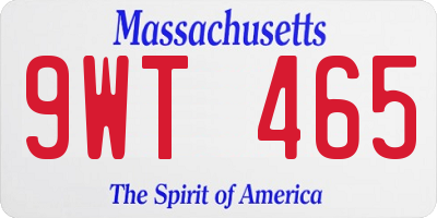MA license plate 9WT465