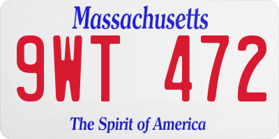 MA license plate 9WT472