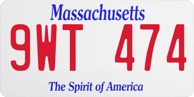 MA license plate 9WT474