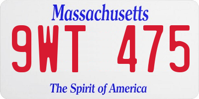 MA license plate 9WT475