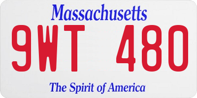 MA license plate 9WT480