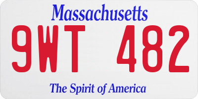MA license plate 9WT482