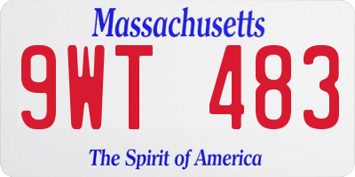 MA license plate 9WT483