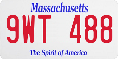 MA license plate 9WT488