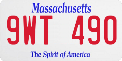 MA license plate 9WT490
