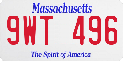 MA license plate 9WT496