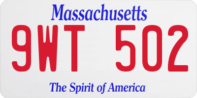 MA license plate 9WT502