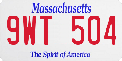 MA license plate 9WT504