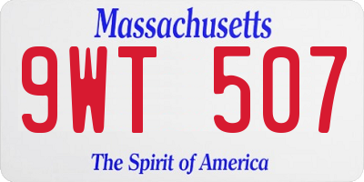 MA license plate 9WT507