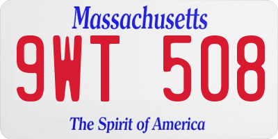 MA license plate 9WT508