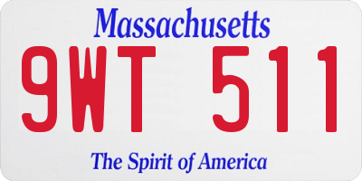 MA license plate 9WT511