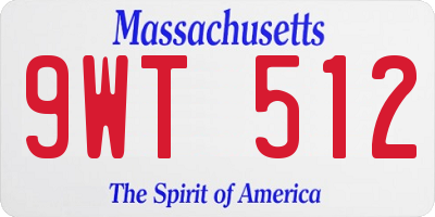 MA license plate 9WT512