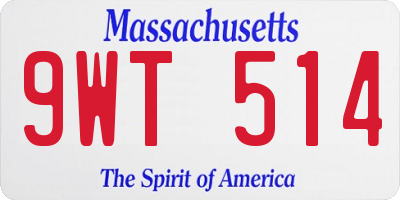 MA license plate 9WT514
