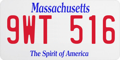 MA license plate 9WT516