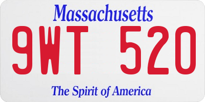 MA license plate 9WT520