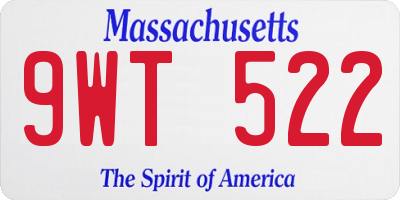 MA license plate 9WT522