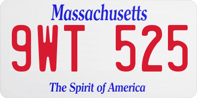 MA license plate 9WT525