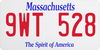 MA license plate 9WT528