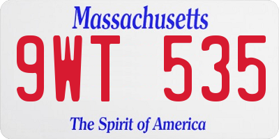 MA license plate 9WT535