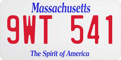 MA license plate 9WT541