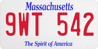 MA license plate 9WT542