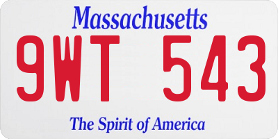MA license plate 9WT543