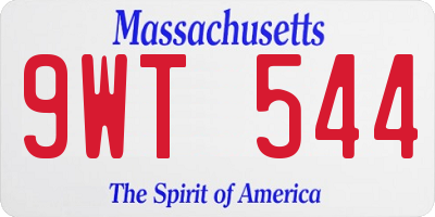 MA license plate 9WT544