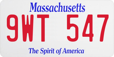 MA license plate 9WT547