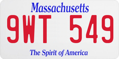 MA license plate 9WT549