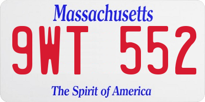 MA license plate 9WT552