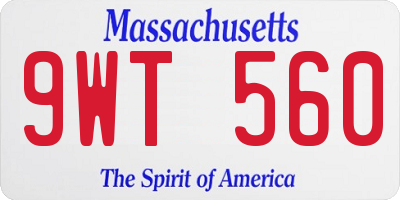 MA license plate 9WT560