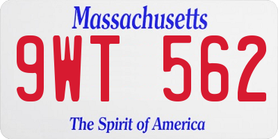 MA license plate 9WT562