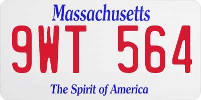 MA license plate 9WT564
