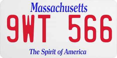 MA license plate 9WT566