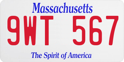 MA license plate 9WT567