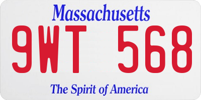 MA license plate 9WT568