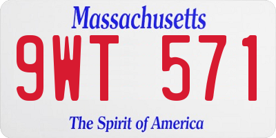 MA license plate 9WT571